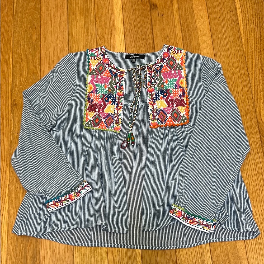 Colorful Embroidered Women's Blouse